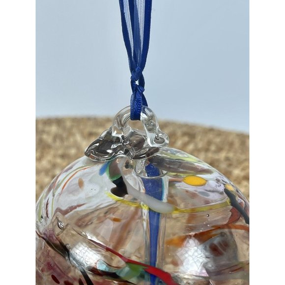 Glass Hand Blown Decorative Art Glass Ornament Multi-Color Swirls 3.5" - Picture 13 of 16